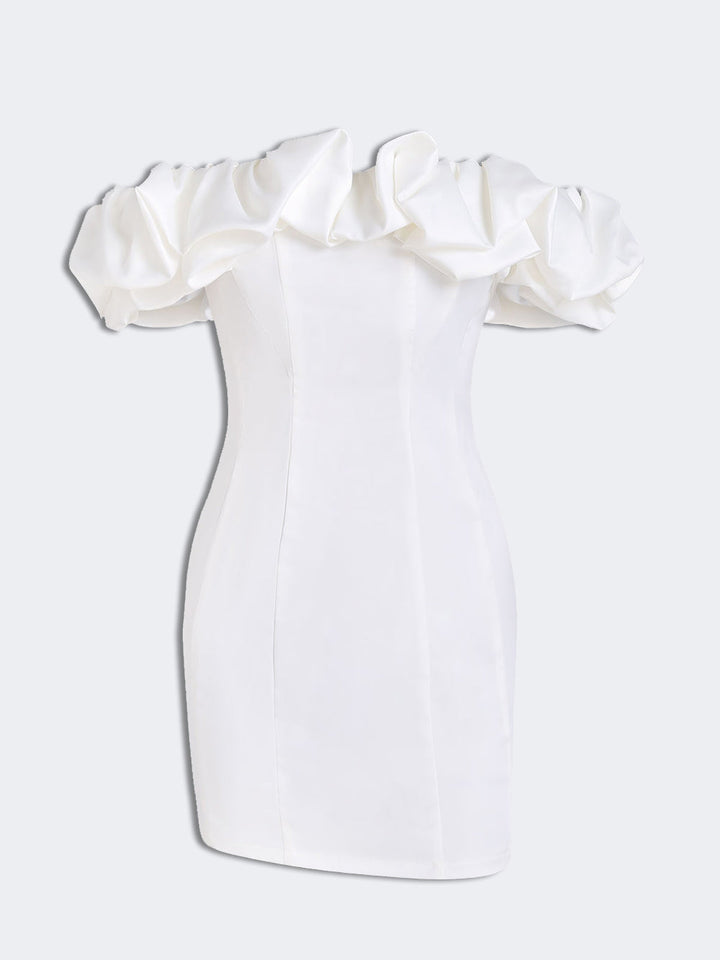 Kvinnors Mini Solklänning | Axelbandslös Volang