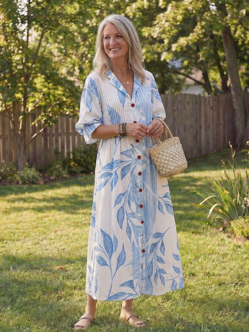 Kvinnors Boho Midi Klänning | Knappframs Floral