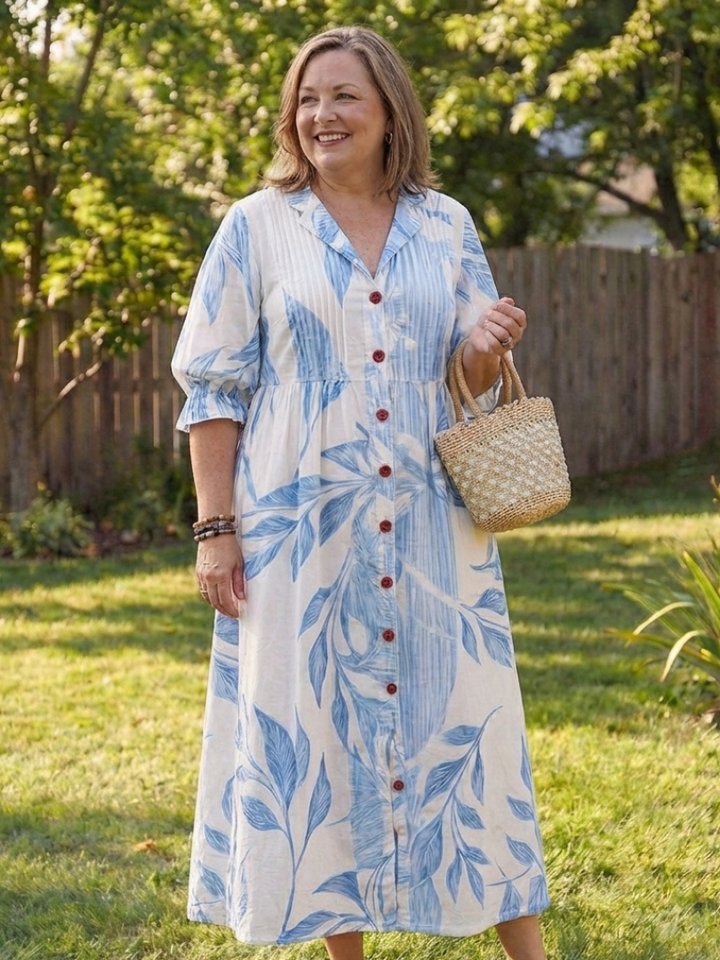 Kvinnors Boho Midi Klänning | Knappframs Floral