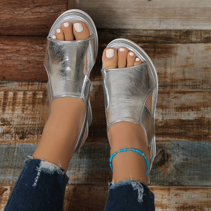 Sandaler För Kvinnor | Metallic Plattform Slingback Design