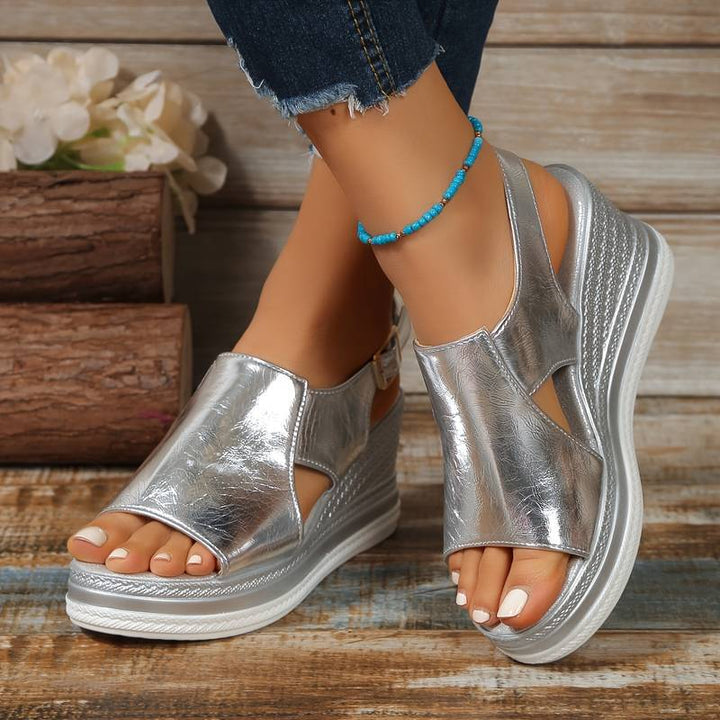Sandaler För Kvinnor | Metallic Plattform Slingback Design