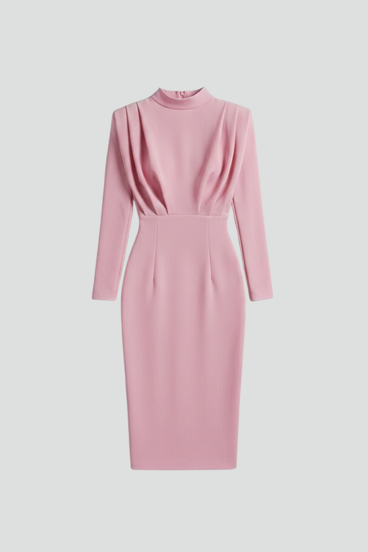 Kvinnors Cocktail Midi Klänning | Lång Ärmd