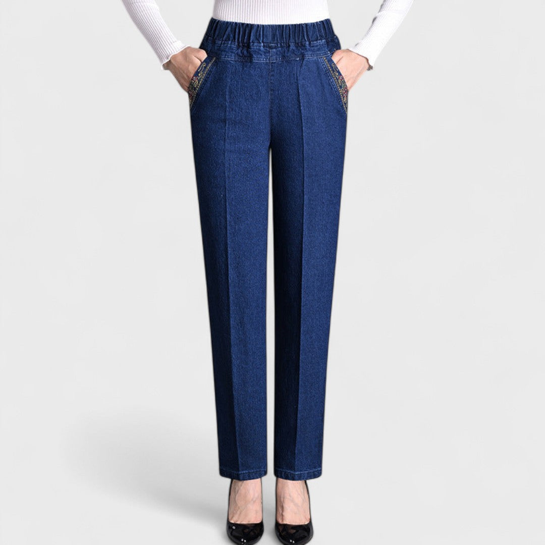 Damjeans | Elastisk Midja Fickor