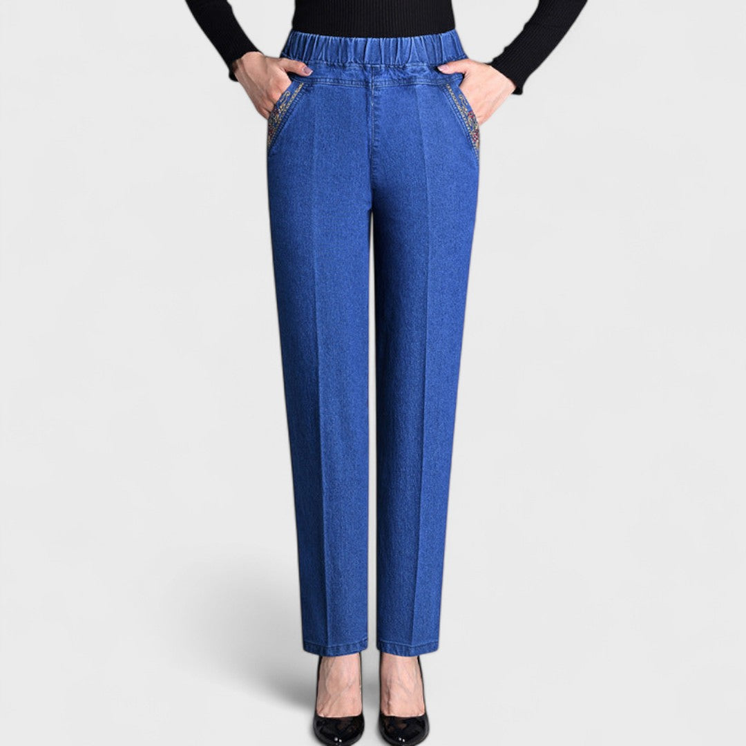 Damjeans | Elastisk Midja Fickor