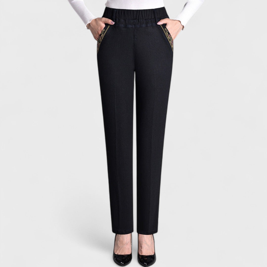 Damjeans | Elastisk Midja Fickor