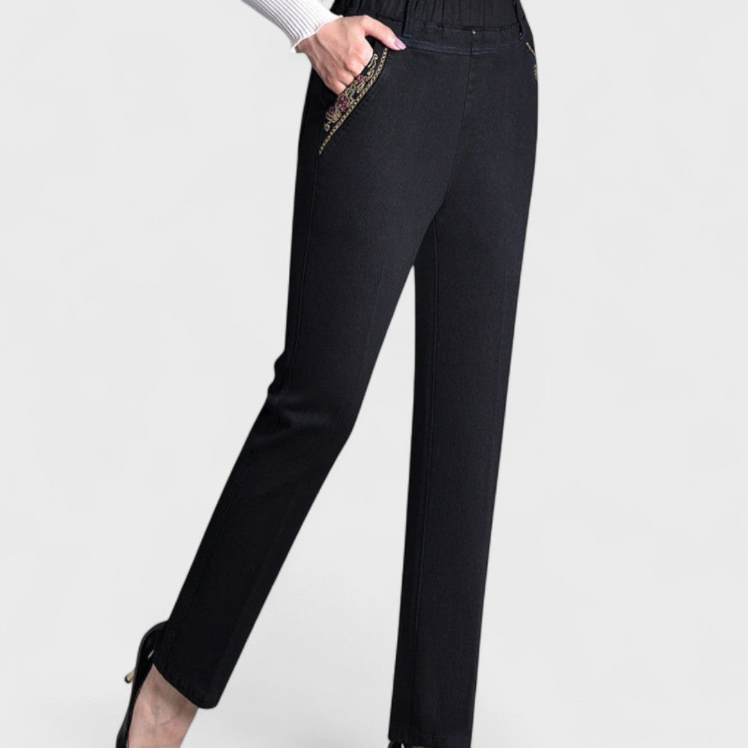 Damjeans | Elastisk Midja Fickor