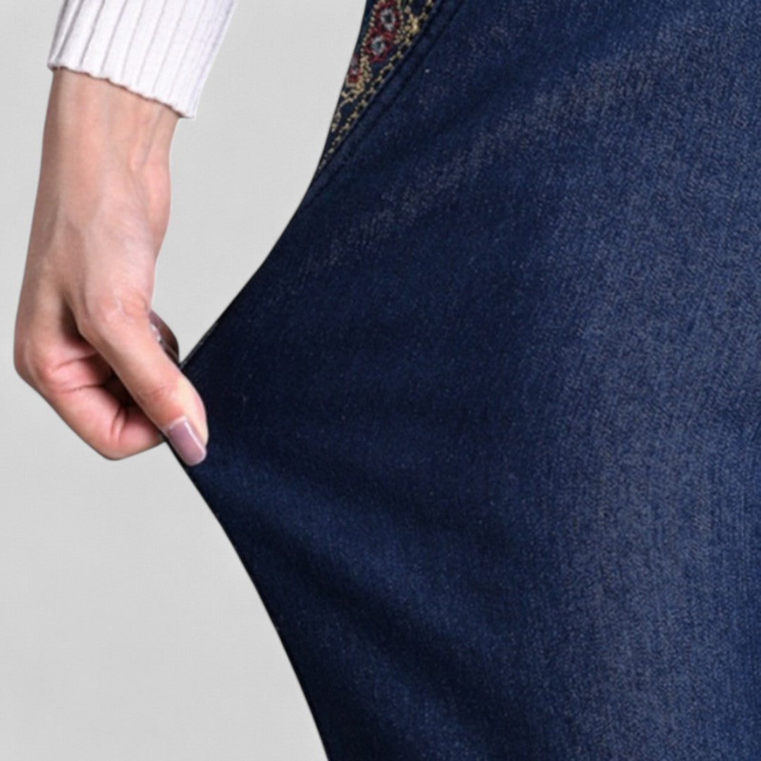 Damjeans | Elastisk Midja Fickor