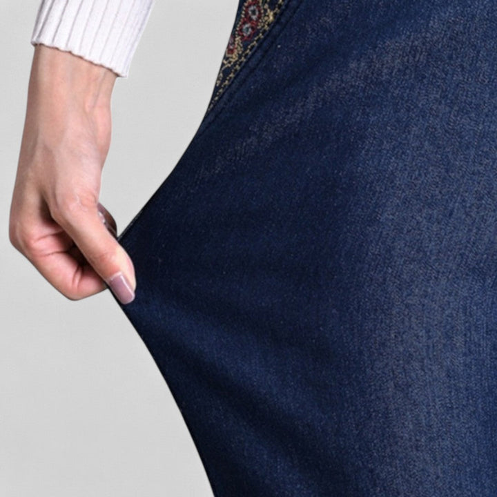 Damjeans | Elastisk Midja Fickor