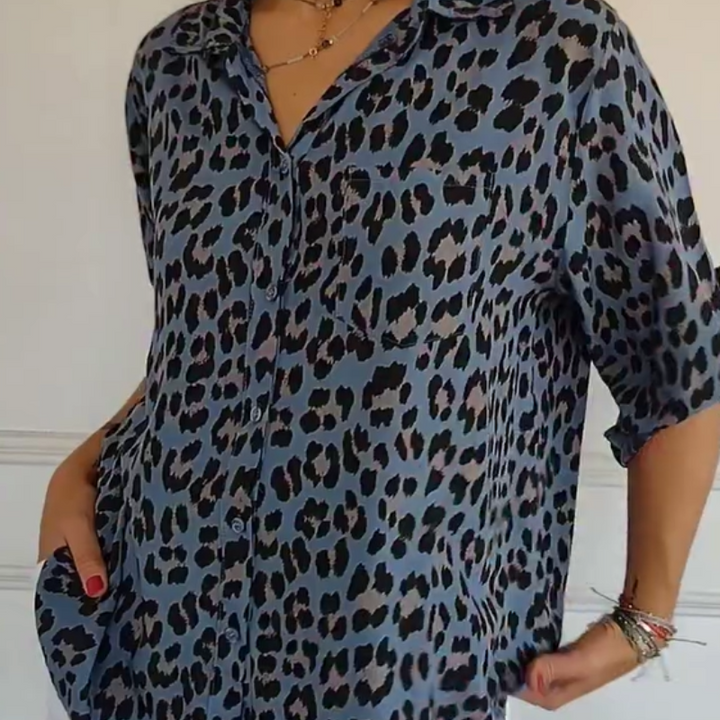 Kvinnors Blus | V-Hals Leopardtryck
