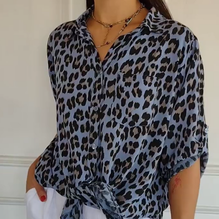 Kvinnors Blus | V-Hals Leopardtryck