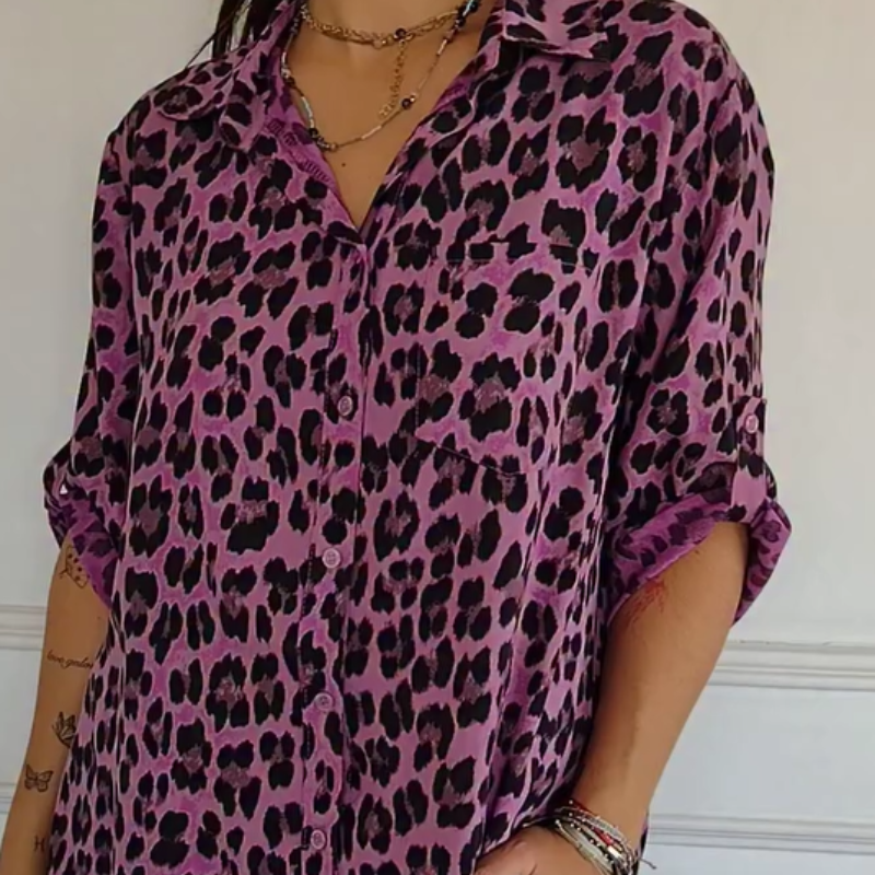 Kvinnors Blus | V-Hals Leopardtryck