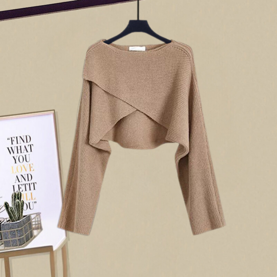 Kvinnors Outfit Set | Ärmlös Klänning med Kort Kardi