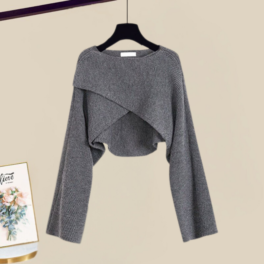 Kvinnors Outfit Set | Ärmlös Klänning med Kort Kardi