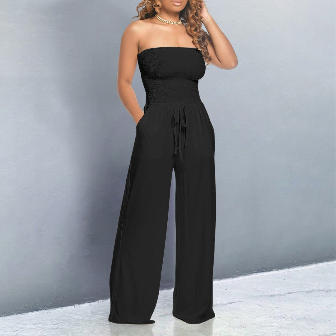 Kvinnors Jumpsuit | Strapless Wide Leg