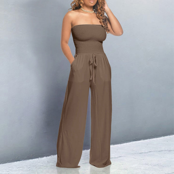 Kvinnors Jumpsuit | Strapless Wide Leg