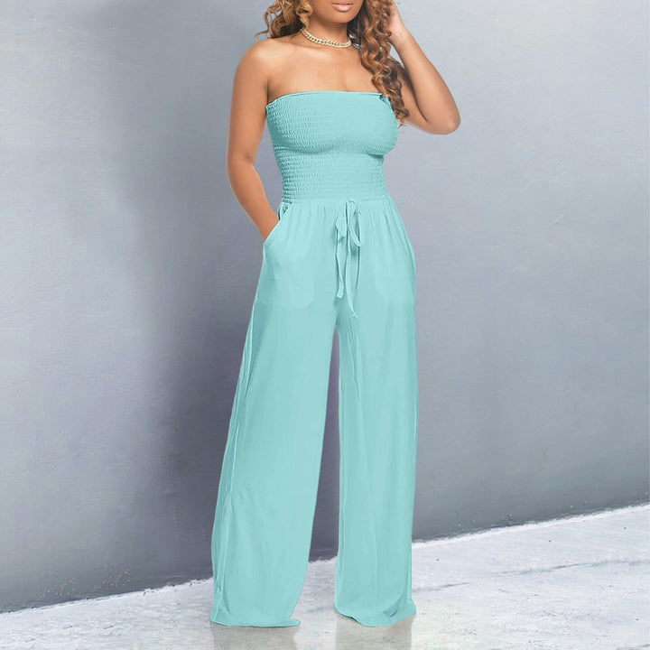 Kvinnors Jumpsuit | Strapless Wide Leg