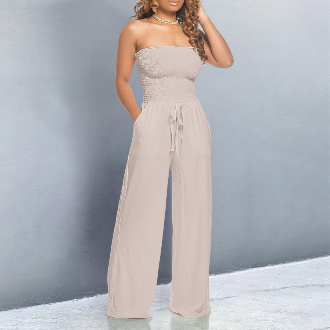 Kvinnors Jumpsuit | Strapless Wide Leg