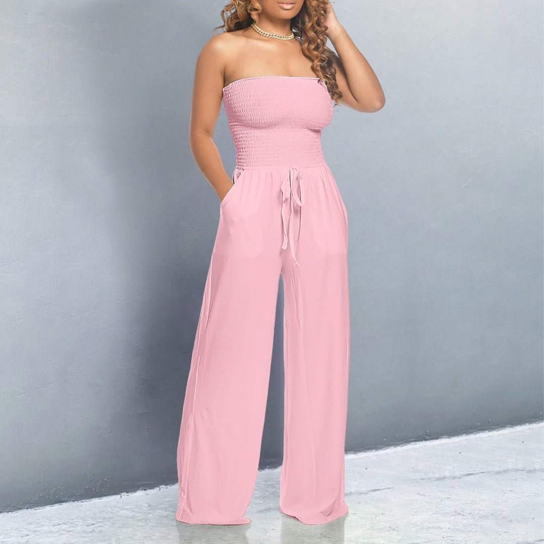 Kvinnors Jumpsuit | Strapless Wide Leg