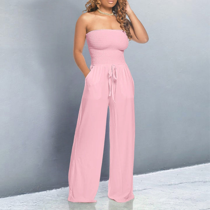 Kvinnors Jumpsuit | Strapless Wide Leg