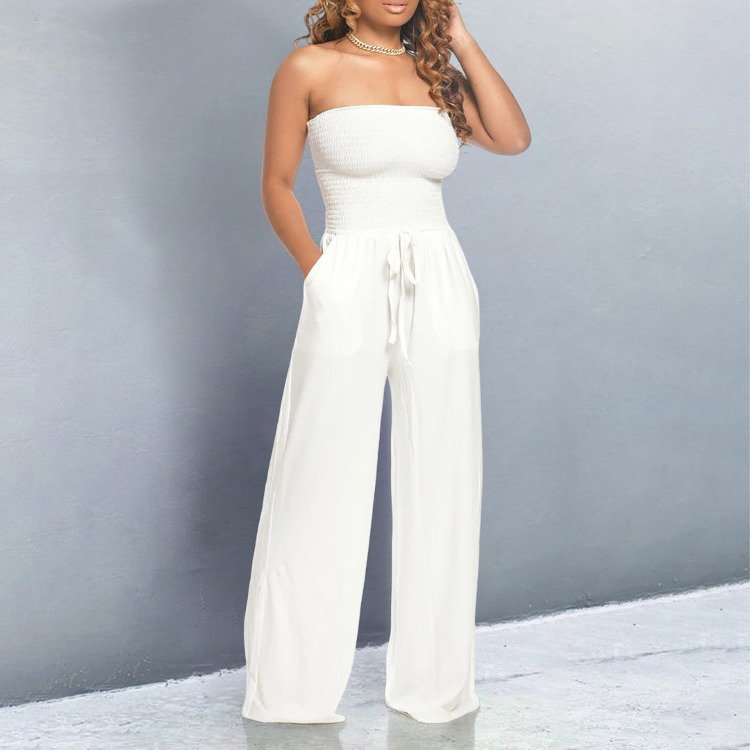 Kvinnors Jumpsuit | Strapless Wide Leg