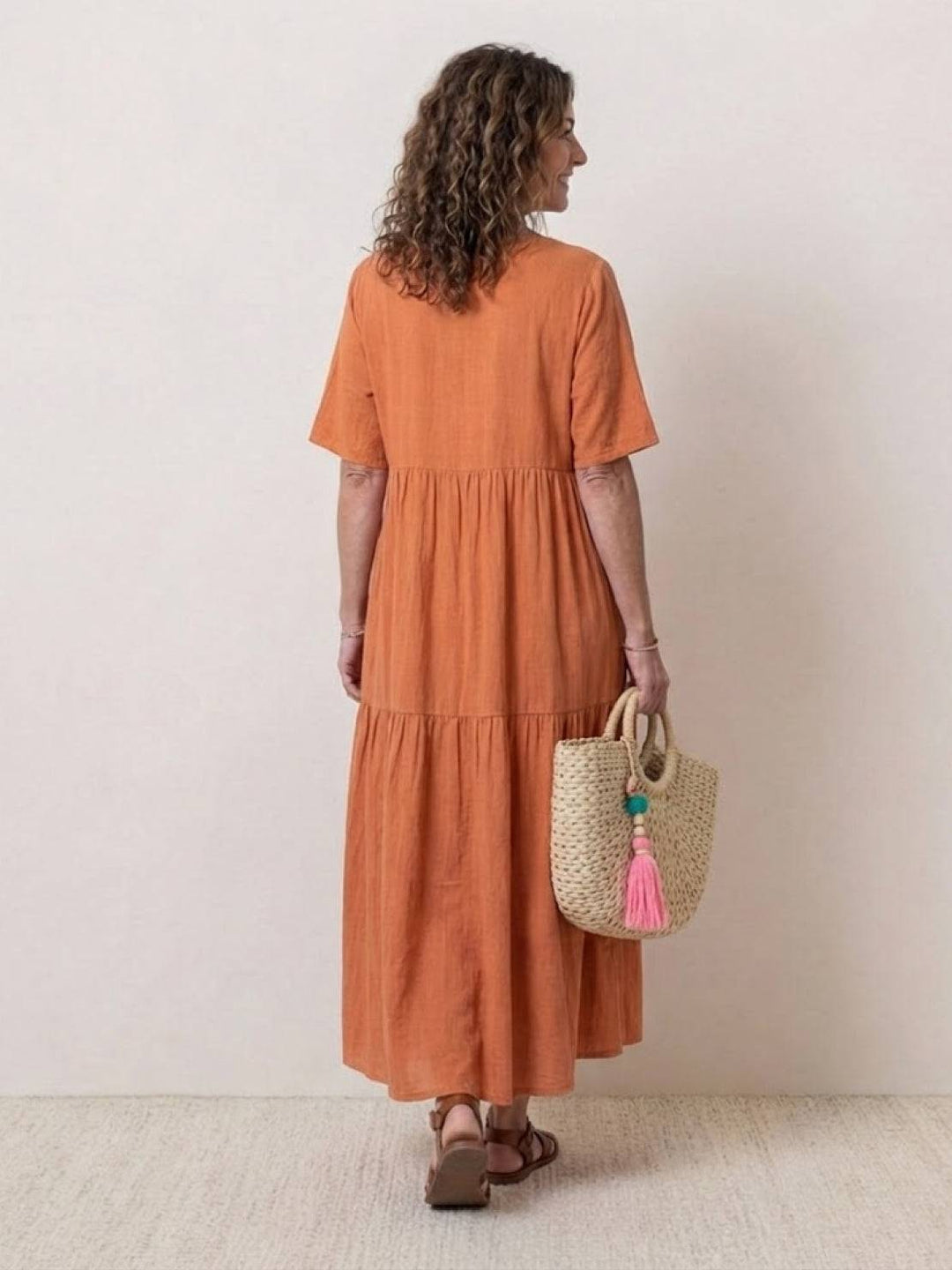 Kvinnors Boho Maxi Klänning | V-ringad Lager
