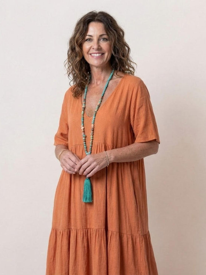 Kvinnors Boho Maxi Klänning | V-ringad Lager