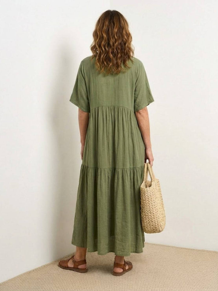 Kvinnors Boho Maxi Klänning | V-ringad Lager