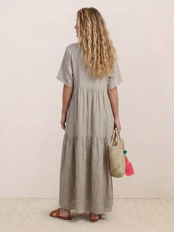 Kvinnors Boho Maxi Klänning | V-ringad Lager