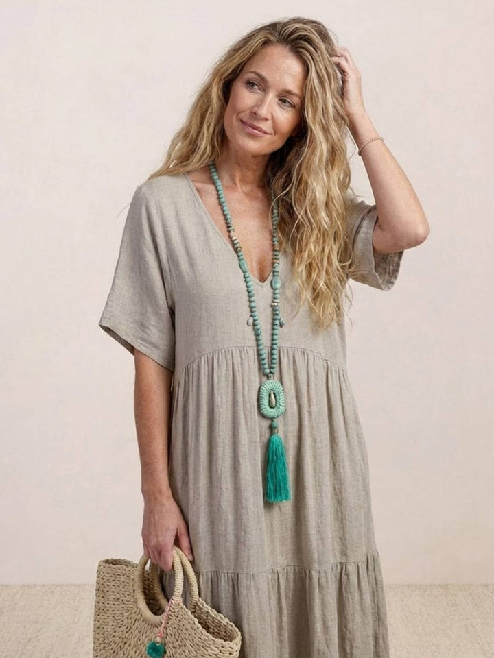 Kvinnors Boho Maxi Klänning | V-ringad Lager