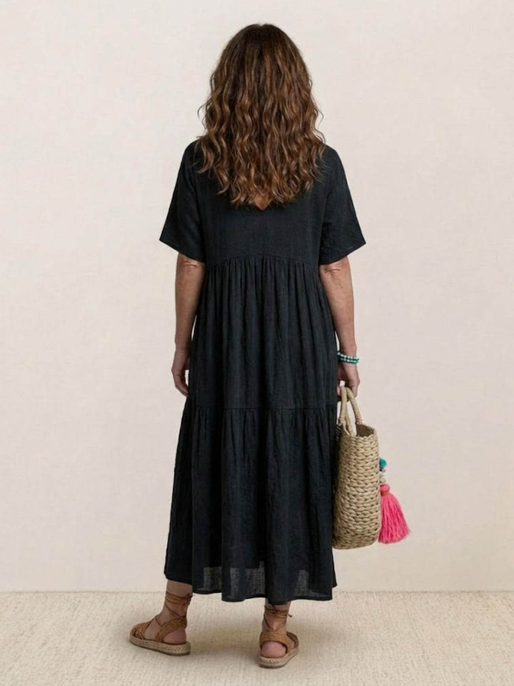 Kvinnors Boho Maxi Klänning | V-ringad Lager
