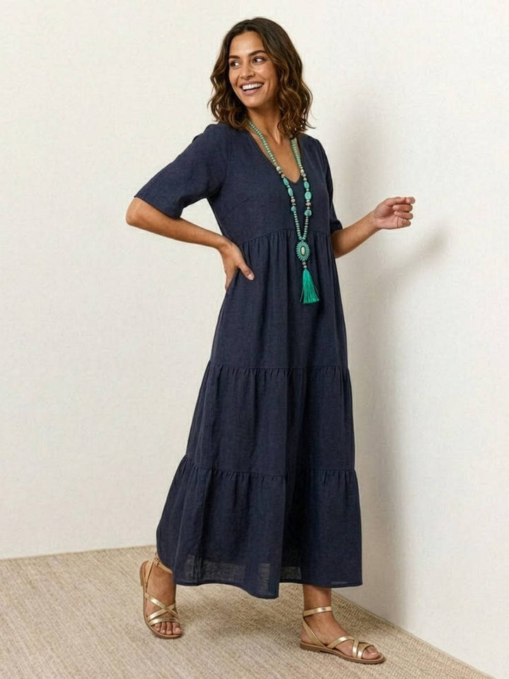 Kvinnors Boho Maxi Klänning | V-ringad Lager