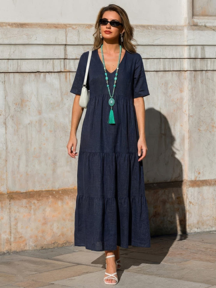 Kvinnors Boho Maxi Klänning | V-ringad Lager