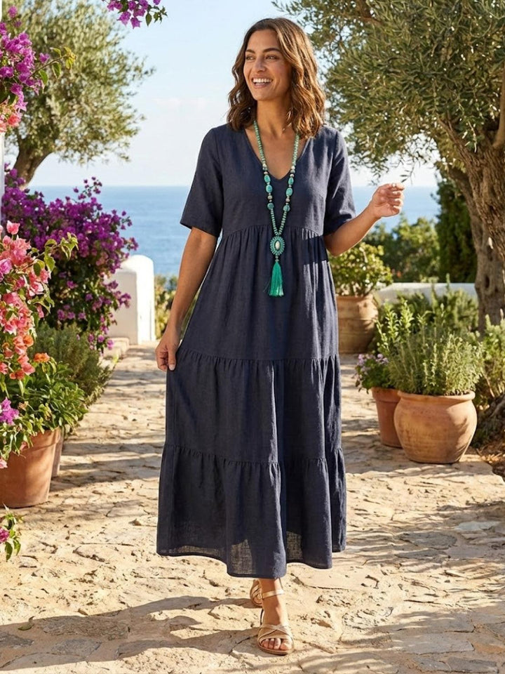 Kvinnors Boho Maxi Klänning | V-ringad Lager