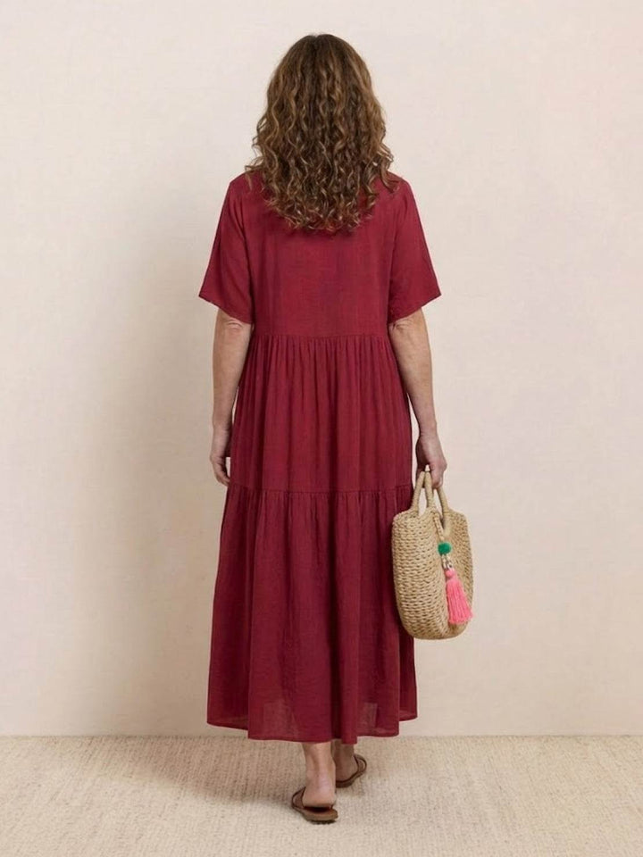 Kvinnors Boho Maxi Klänning | V-ringad Lager