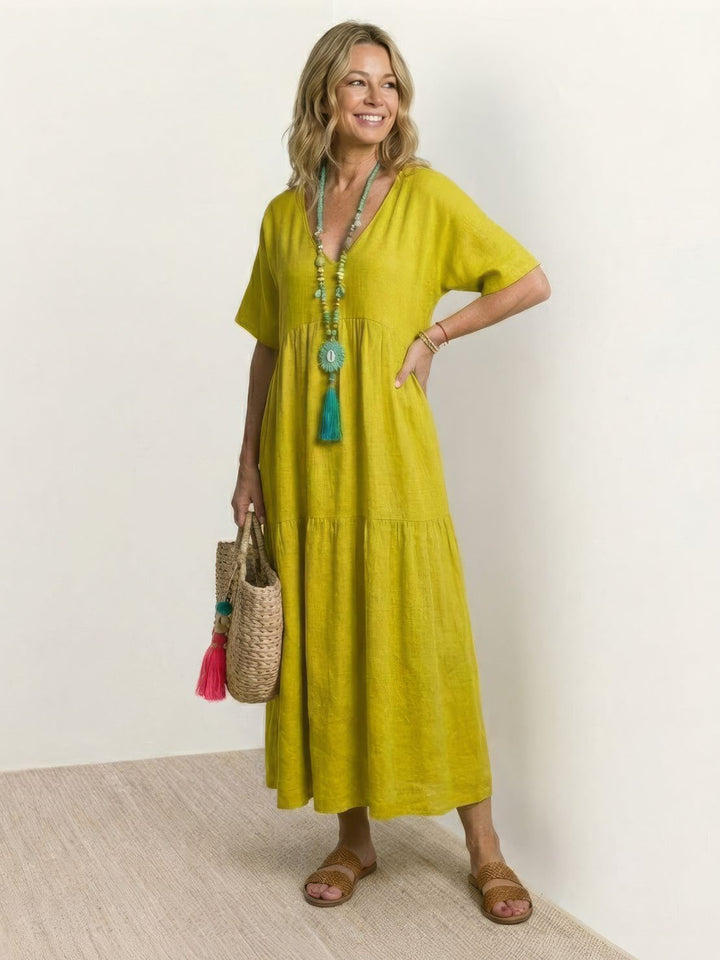 Kvinnors Boho Maxi Klänning | V-ringad Lager