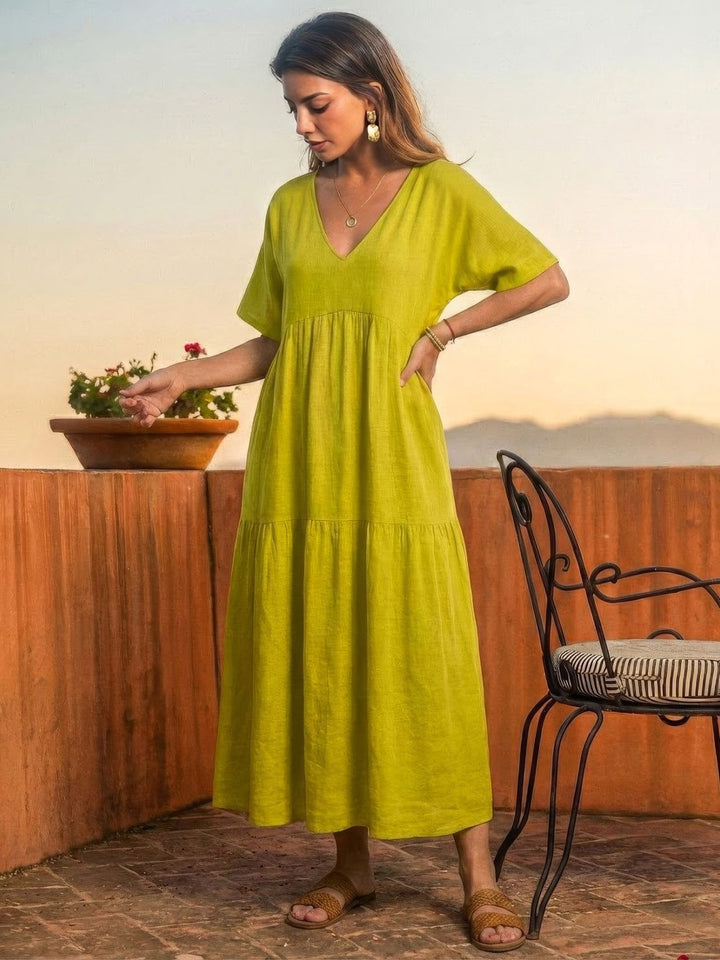 Kvinnors Boho Maxi Klänning | V-ringad Lager