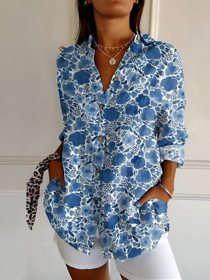 Kvinnors Blus | Knapp-Front med Tryck