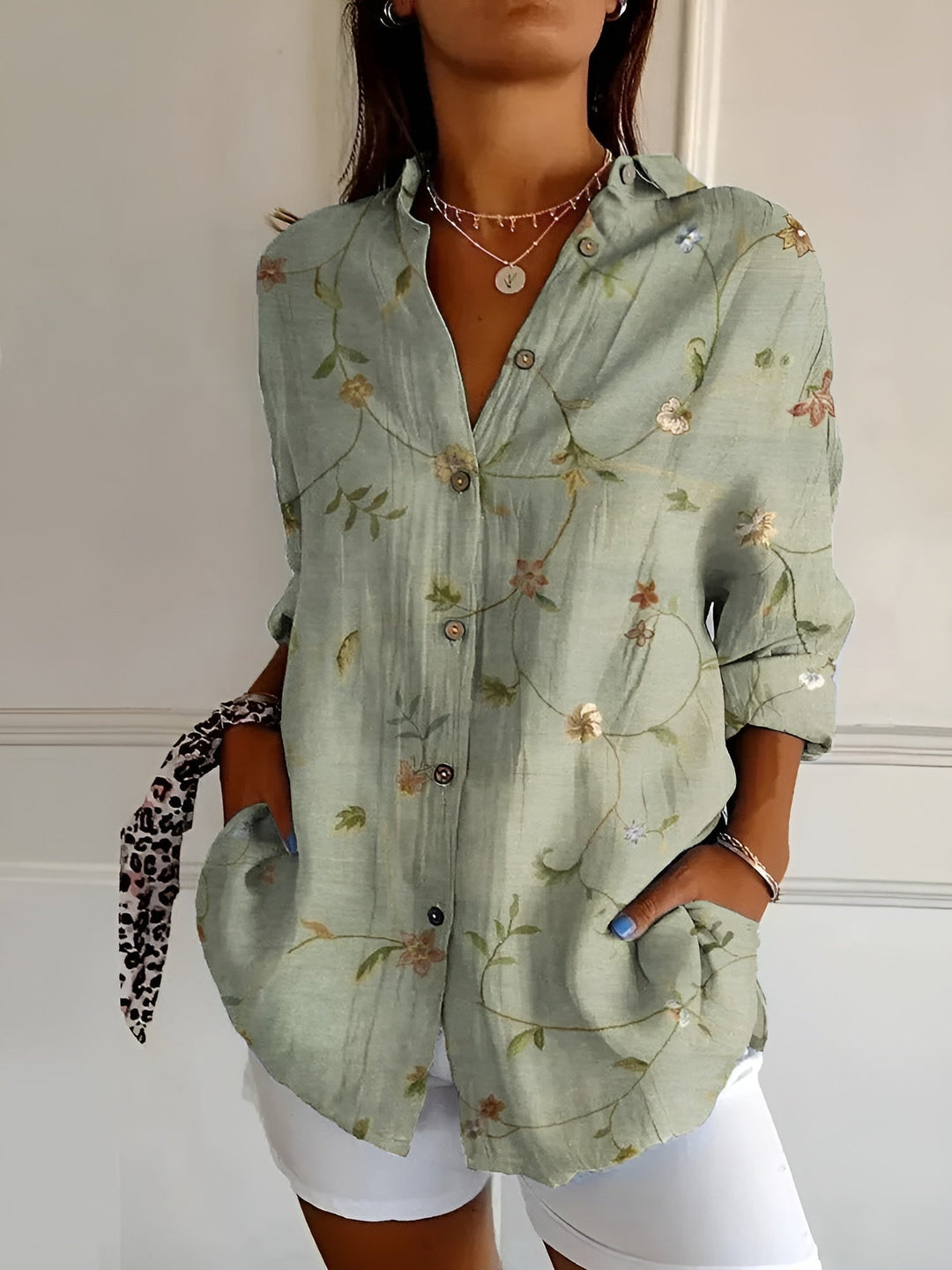 Kvinnors Blus | Knapp-Front med Tryck