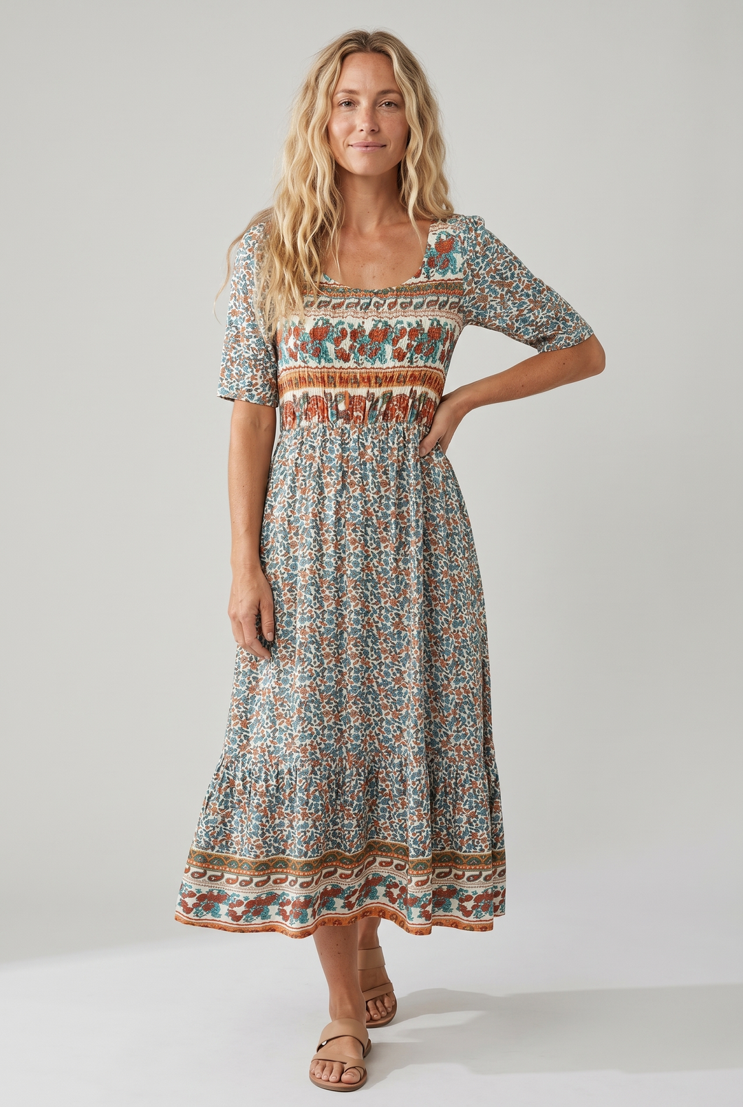 Kvinnors Klänning | Boho Tryck Midi