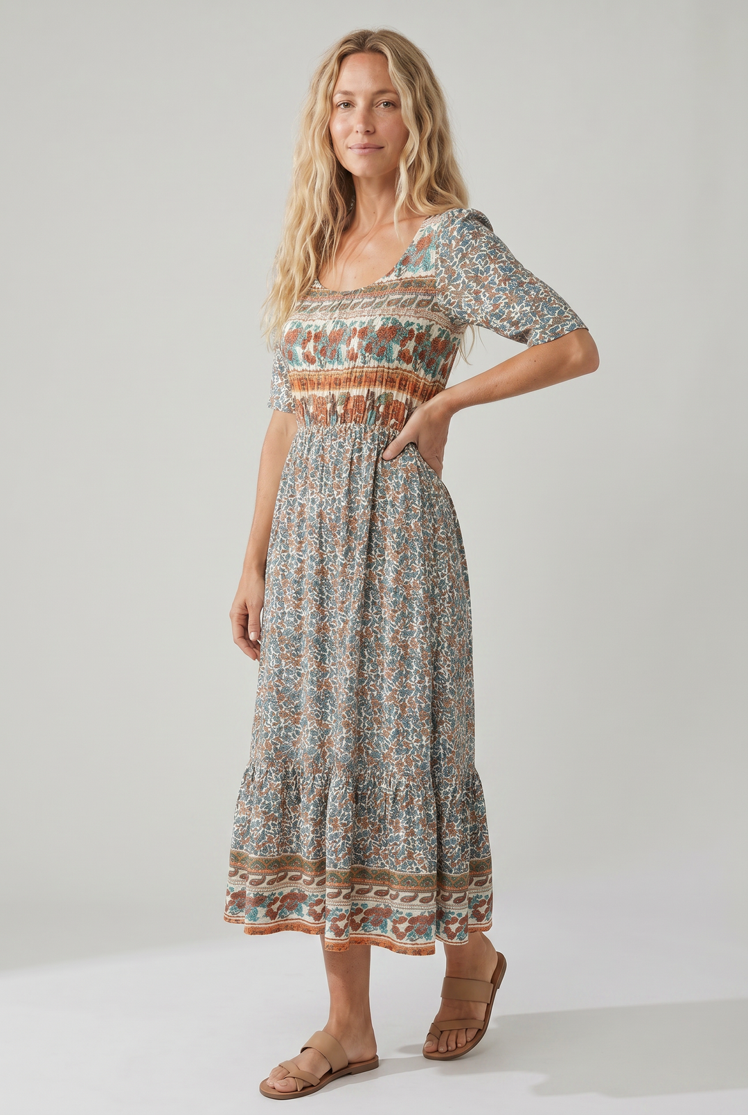 Kvinnors Klänning | Boho Tryck Midi