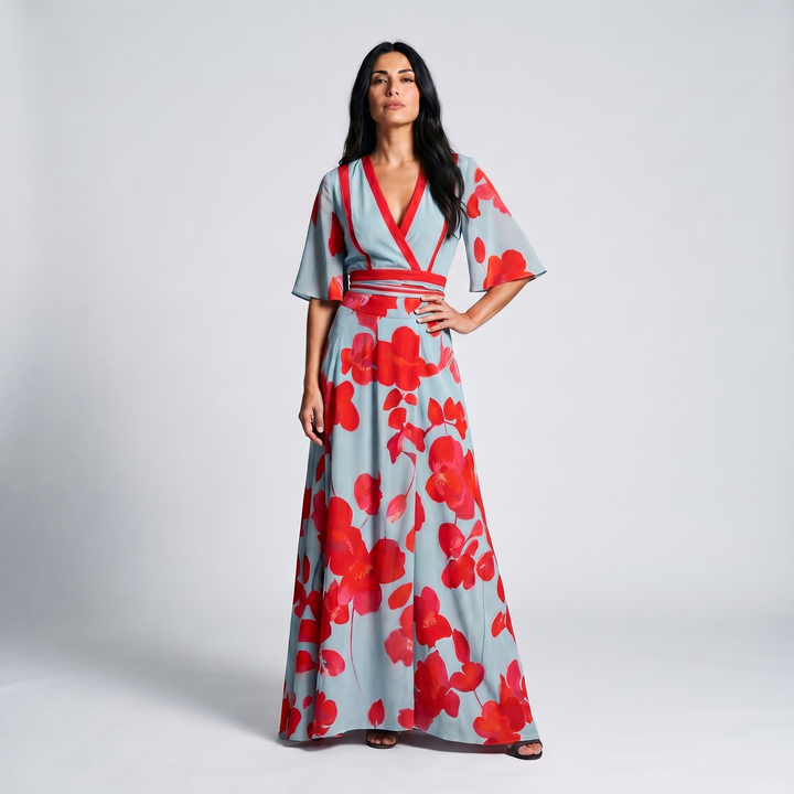 Kvinnors Klänning | Blommig Wrap Maxi
