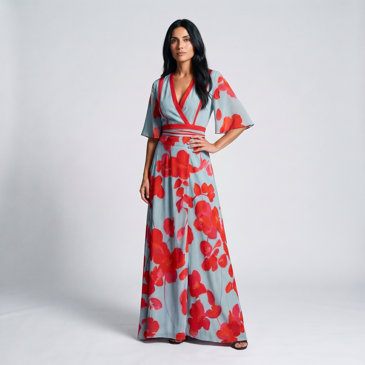Kvinnors Klänning | Blommig Wrap Maxi