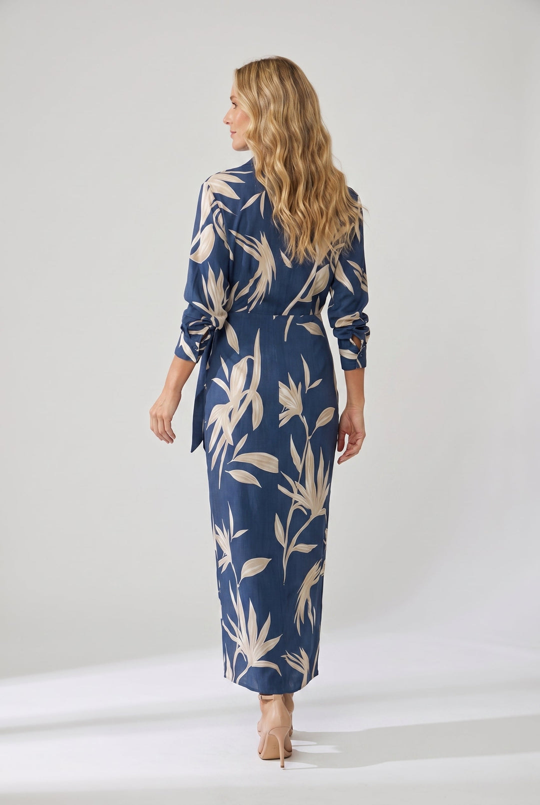 Kvinnors Klänning | Bladtryck Maxi Wrap V-Hals