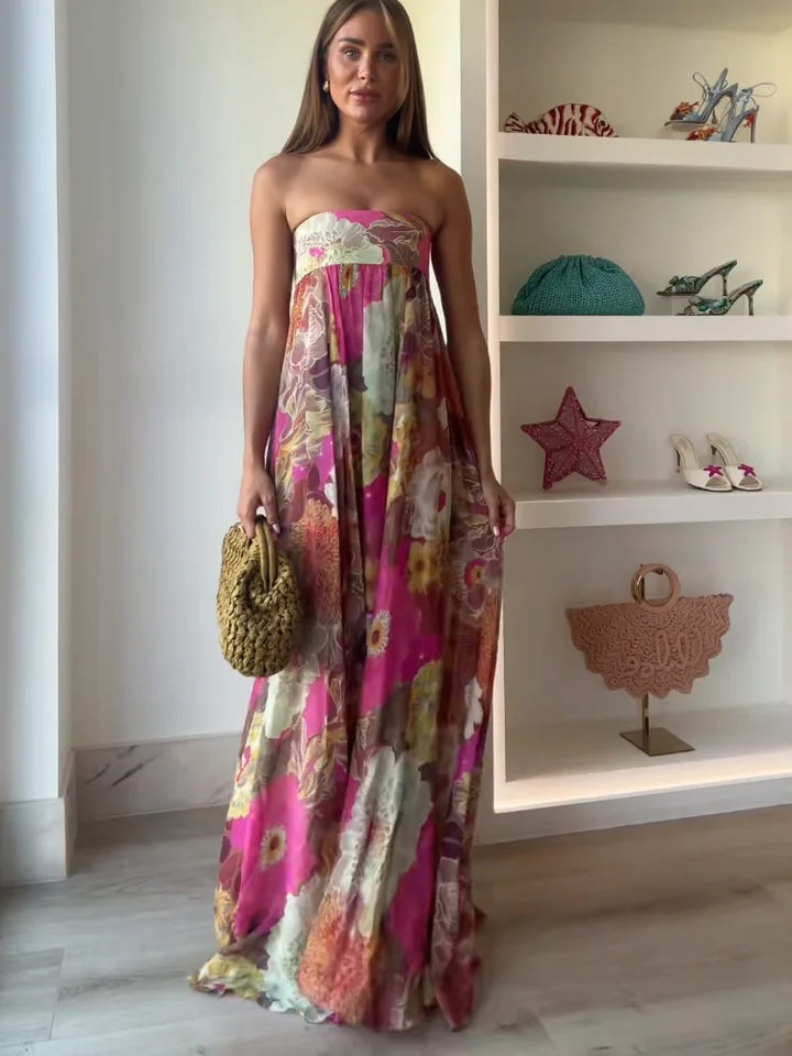 Kvinnors Bröllopsgäst Maxi Klänning | Off-Shoulder Blommig