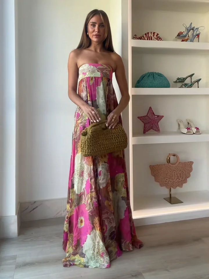 Kvinnors Bröllopsgäst Maxi Klänning | Off-Shoulder Blommig