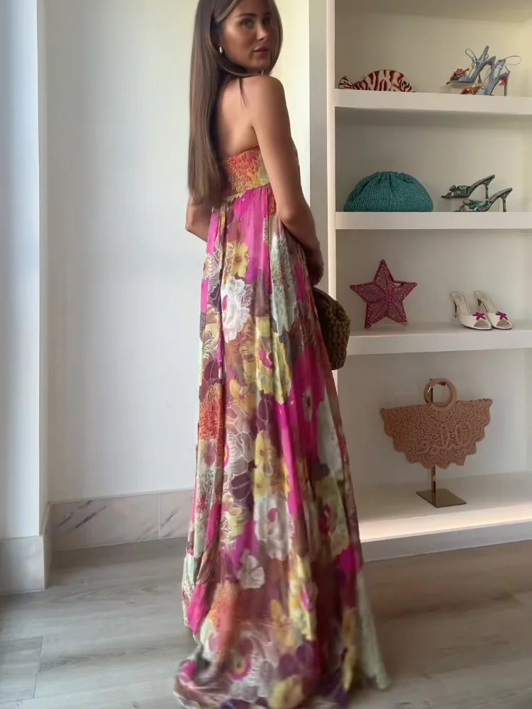 Kvinnors Bröllopsgäst Maxi Klänning | Off-Shoulder Blommig