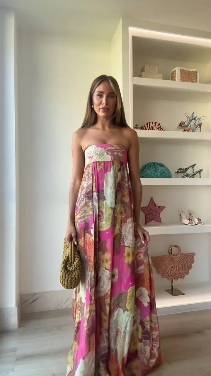 Kvinnors Bröllopsgäst Maxi Klänning | Off-Shoulder Blommig
