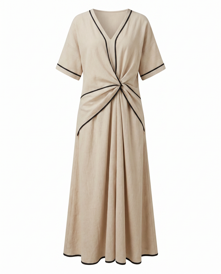 Kvinnors Sommardress | Twist Front Maxi V-Hals Trim