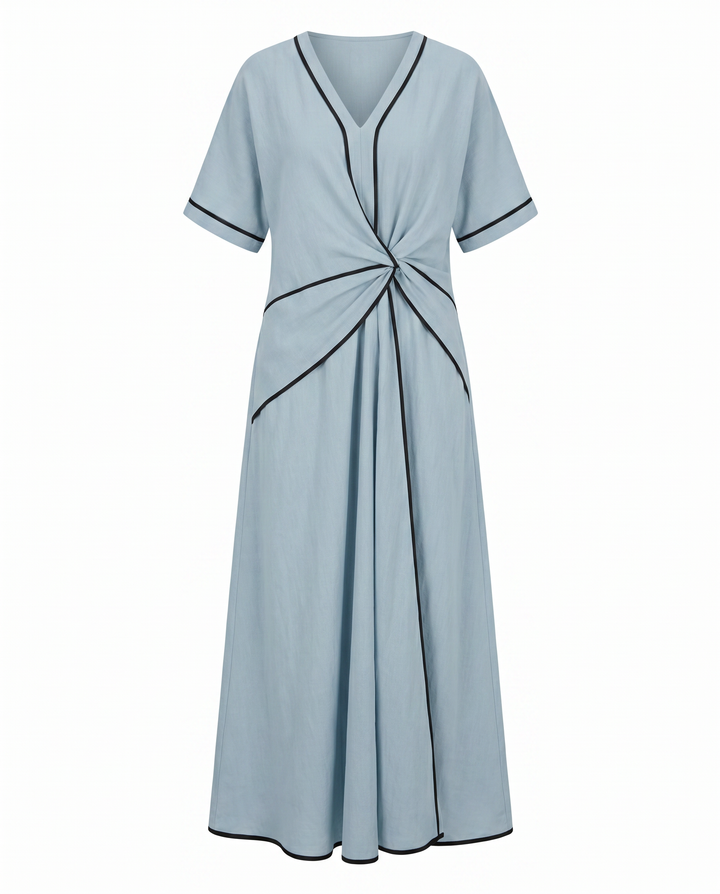 Kvinnors Sommardress | Twist Front Maxi V-Hals Trim