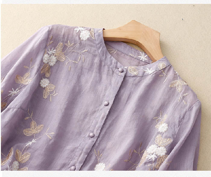 Kvinnors Blus | Broderade Accenter